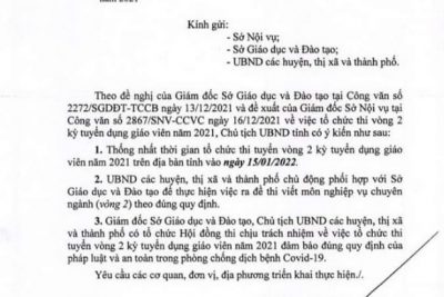 Công văn số 7031/UBND-NC V/v tổ chức thi vòng 2 kỳ thi tuyển dụng giáo viên năm 2021